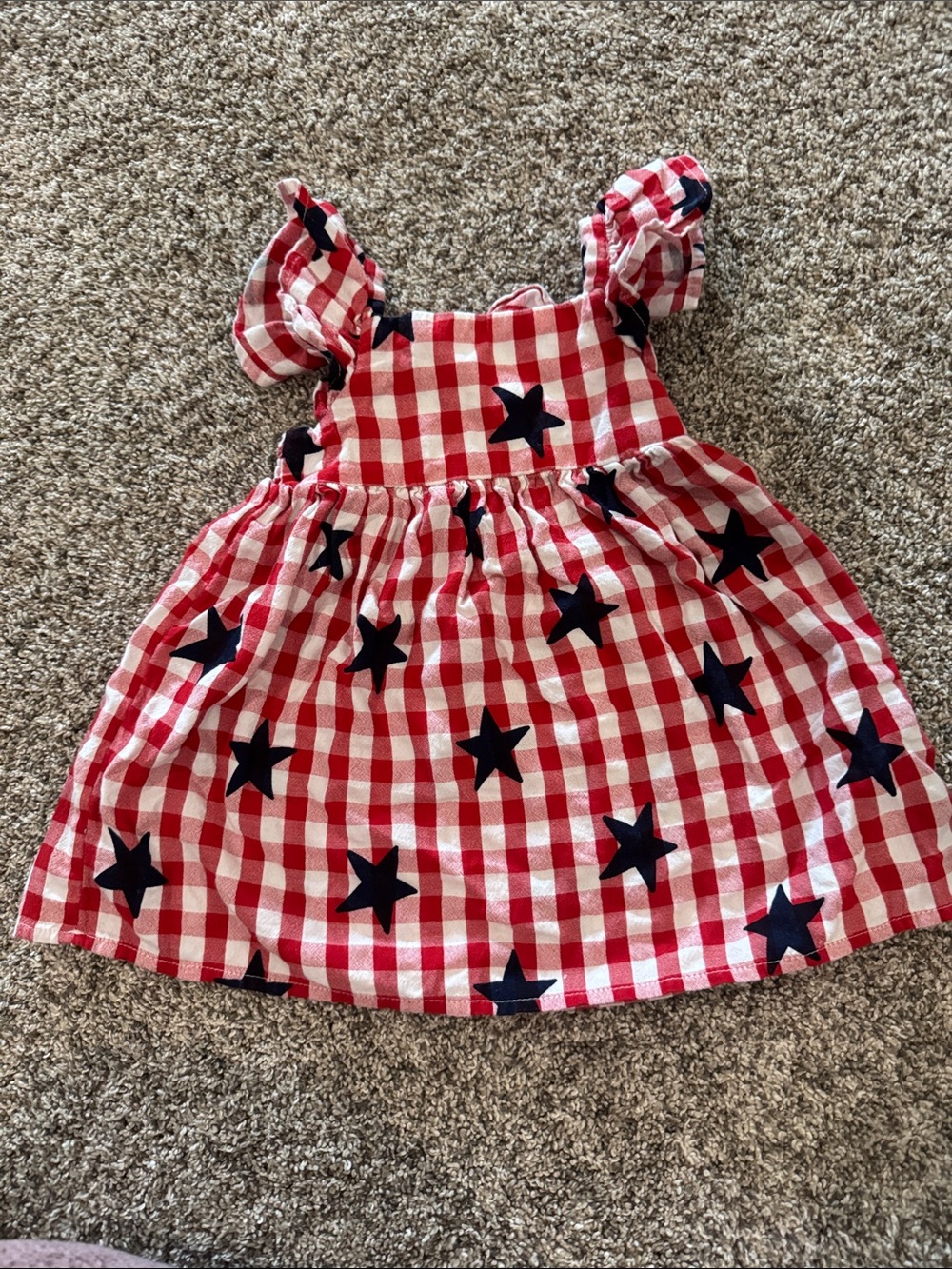 Patriotic America  Cat & Jack Red and Navy Gingham Star Sundress